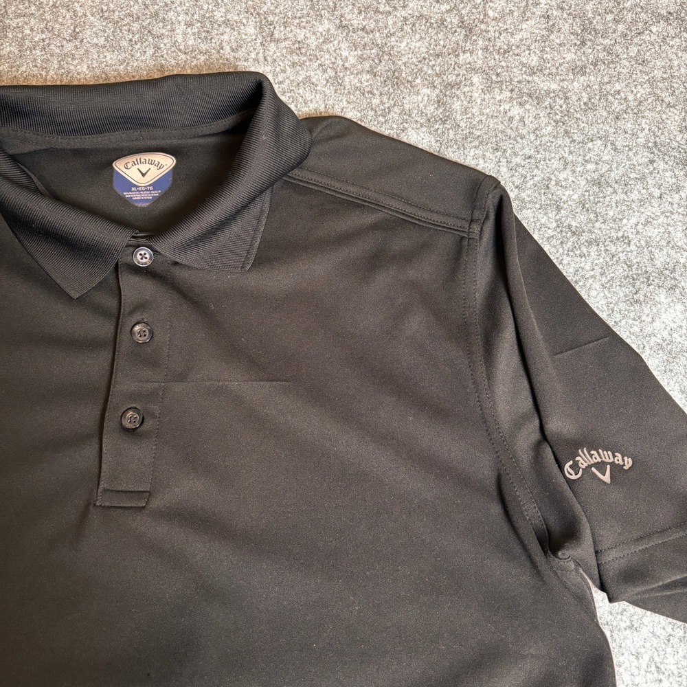 Callaway‎ Polo Shirt Mens XL Black Excellent Short Sleeve Golf Performance